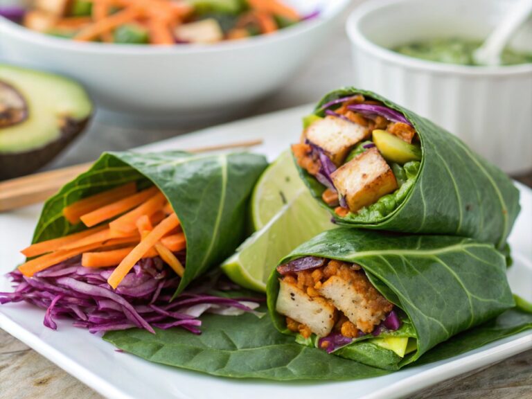 Grilled Tofu and Avocado Collard Green Wraps – High Protein Low Carb